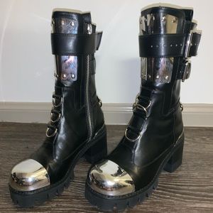 brand new leather steel toed boots!